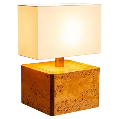Pre-owned Gabriella Crespi Table Lamp In Walnut Burl And Brass, Italy 1970s In Brown