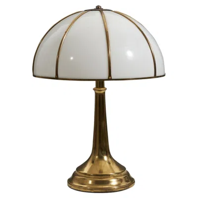 Pre-owned Gabriella Crespi , Very Large "fungo" Table Lamp, Brass, Acrylic, Italy, 1970s In Transparent