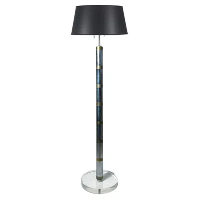 Pre-owned Gabriella Crespi Vintage Italian Lucite / Brass 1960s/70s Floor Lamp In Black