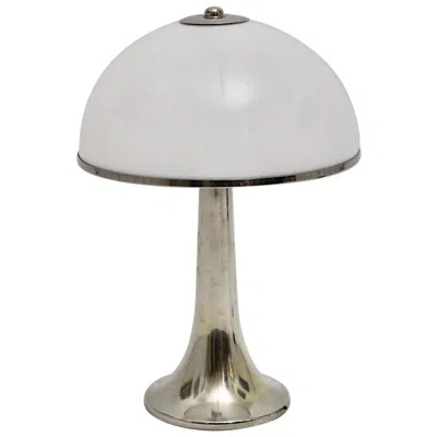 Pre-owned Gabriella Crespi Vintage Nickel Plated Perspex Table Lamp Fungo 1970 Italy In Transparent
