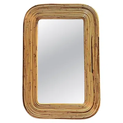 Pre-owned Gabriella Crespi Vintage Tagged  Pencil Reed Mirror In Sand