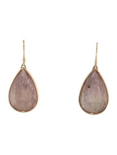 Pre-owned Gabriella Kiss 18k Glass Filled Pink Sapphire Drop Earrings In Multi