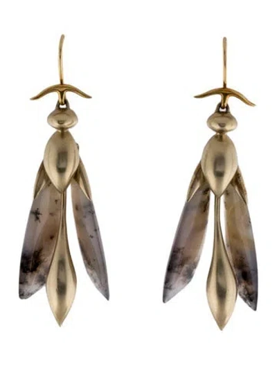 Pre-owned Gabriella Kiss 18k Moss Agate Wasps Earrings In Multi