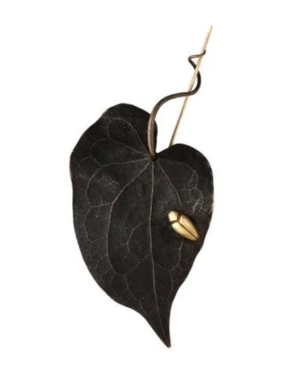 Pre-owned Gabriella Kiss Beetle & Leaf Brooch In Multi