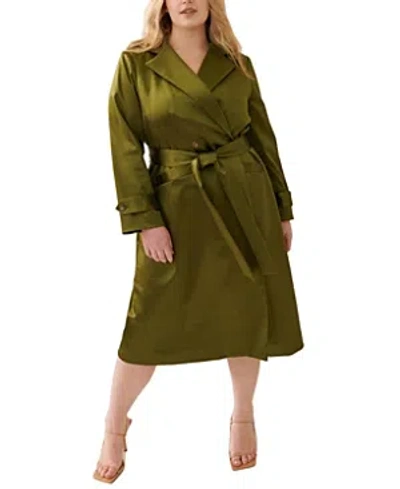 Gabriella Rossetti Caterina Stretch Satin Coat In Leaf Green