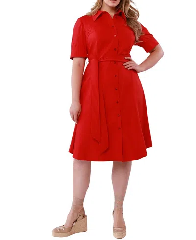 Gabriella Rossetti Women's Liliana Cotton-blend Belted Shirtdress In Red