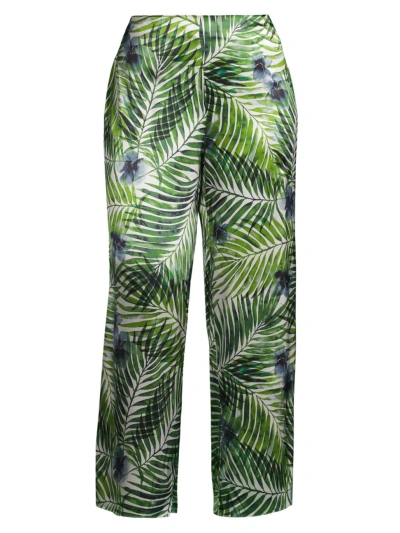 Gabriella Rossetti Women's Sofia Palazzo Tropical-print Trousers In Leaf Green