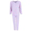 Gabriella Women's Button Up Long Sleeve & Pant Pink Floral Set In Pink