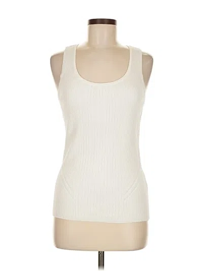 Pre-owned Gabrielle Union New York And Company Sleeveless Top Ivory Scoop Neck Tops In White