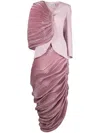 Gaby Charbachy Asymmetric Blazer-top Long Dress In Rosa
