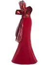 Gaby Charbachy Asymmetric Gown In Red