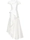 Gaby Charbachy Asymmetric Satin Skirt Set In White