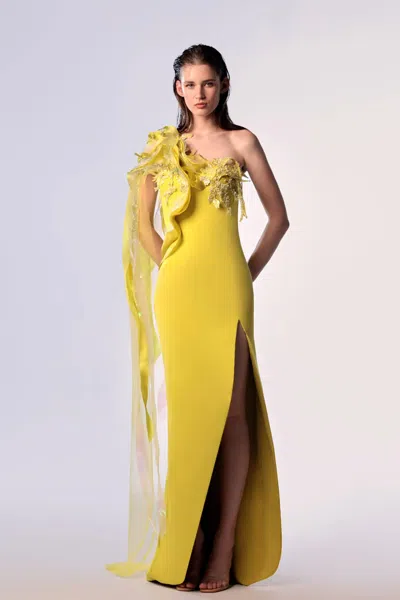 Gaby Charbachy Detailed Draping One-shoulder Gown In Multi