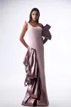 Gaby Charbachy One-shoulder Draped Side Gown In Multi