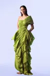 Gaby Charbachy One-shoulder Side Draped Gown In Multi