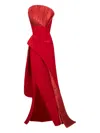 Gaby Charbachy Pleated Draped Evening Gown In Red
