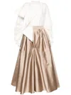 Gaby Charbachy Satin Flared Skirt Set In Brown