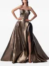 Gaby Charbachy Strapless Ruched Evening Gown