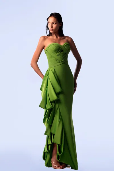 Gaby Charbachy Strapless Heart Shaped Bodice Gown In Multi