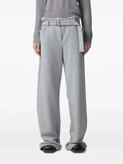 Gaelle Paris Belted Logo-patch Track Pants In Gray
