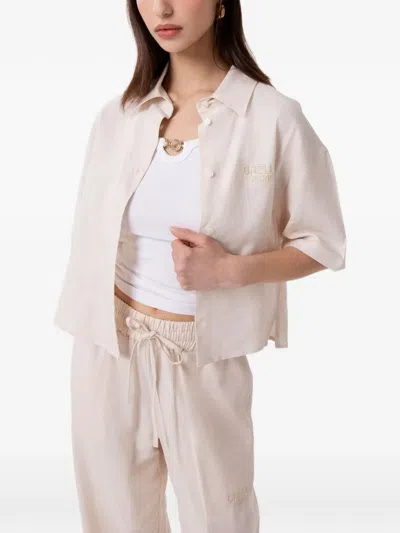 Gaelle Paris Cropped Short-sleeve Shirt In Neutral