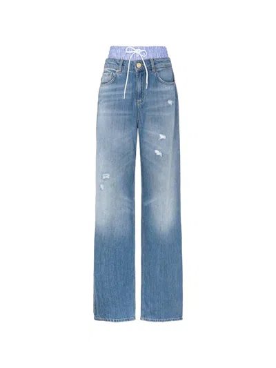 Gaelle Paris Distressed Drawstring-waist Jeans In Purple