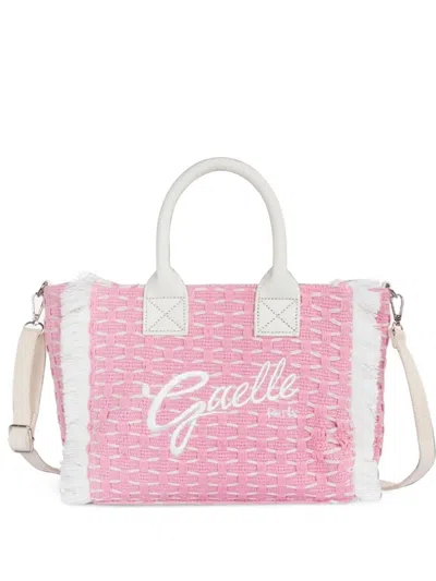 Gaelle Paris Fringed Logo-embroidered Tote Bag In Pink