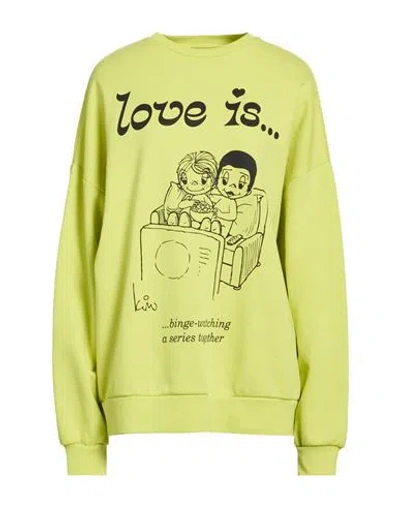 Gaelle Paris Gaëlle Paris Love Is. By Gaëlle Paris Woman Sweatshirt Lime Green Size 1 Cotton, Polyester