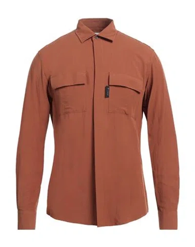 Gaelle Paris Gaëlle Paris Man Shirt Brown Size 38 Viscose, Linen