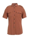 Gaelle Paris Gaëlle Paris Man Shirt Brown Size 38 Viscose, Linen