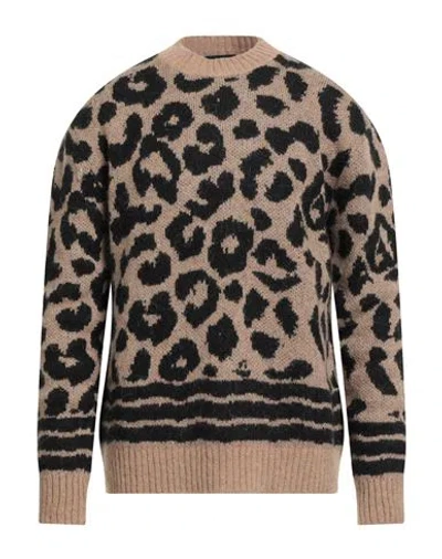 Gaelle Paris Gaëlle Paris Man Sweater Sand Size L Acrylic, Polyester, Mohair Wool, Wool In Brown