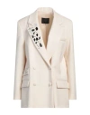 Gaelle Paris Gaëlle Paris Noir Woman Blazer Cream Size 10 Polyester, Viscose, Elastane In White