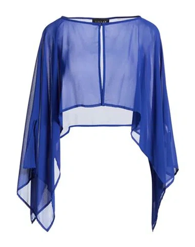 Gaelle Paris Gaëlle Paris Noir Woman Cape Blue Size 4 Polyester