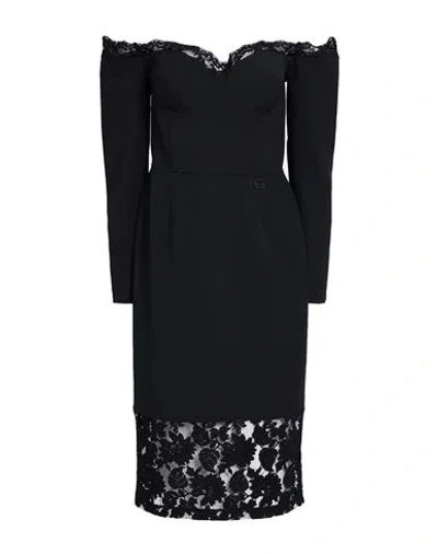 Gaelle Paris Gaëlle Paris Noir Woman Midi Dress Black Size 4 Polyester, Elastane, Polyamide, Cotton In Blue