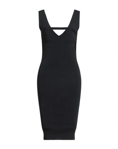 Gaelle Paris Gaëlle Paris Noir Woman Midi Dress Black Size 4 Viscose, Polyamide, Polyester