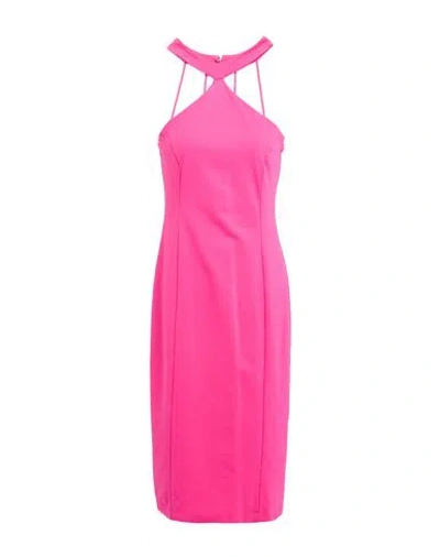 Gaelle Paris Gaëlle Paris Noir Woman Midi Dress Fuchsia Size 6 Viscose, Polyamide, Elastane In Pink