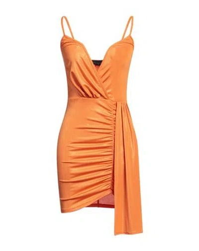 Gaelle Paris Gaëlle Paris Noir Woman Mini Dress Orange Size 8 Polyester, Elastane