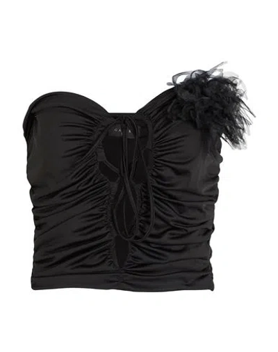 Gaelle Paris Gaëlle Paris Noir Woman Top Black Size 8 Polyester, Elastane
