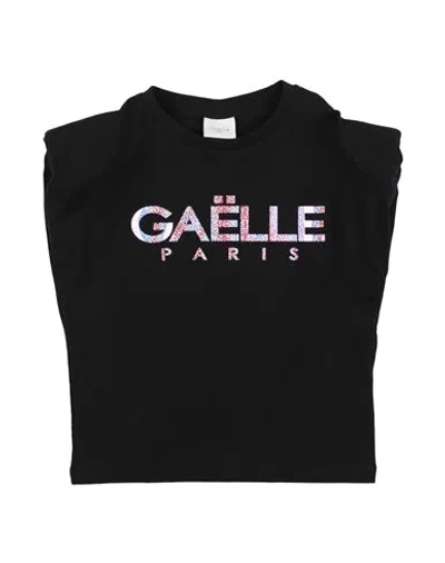 Gaelle Paris Babies' Gaëlle Paris Toddler Girl T-shirt Black Size 4 Cotton, Elastane