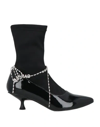 Gaelle Paris Gaëlle Paris Woman Ankle Boots Black Size 10 Leather, Textile Fibers