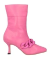 Gaelle Paris Gaëlle Paris Woman Ankle Boots Fuchsia Size 7 Textile Fibers In Pink