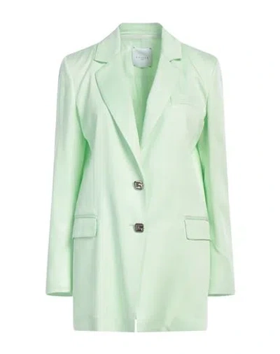 Gaelle Paris Gaëlle Paris Woman Blazer Light Green Size 4 Cotton, Viscose, Elastane