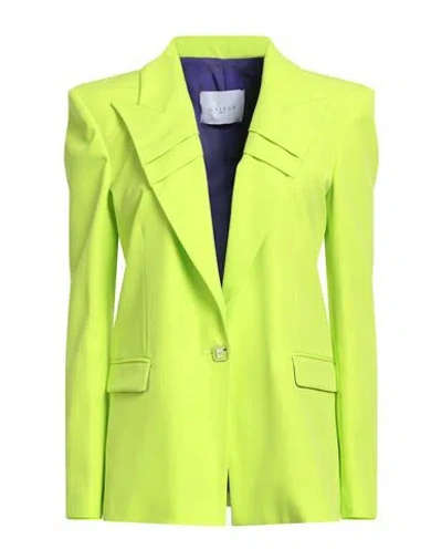 Gaelle Paris Gaëlle Paris Woman Blazer Lime Green Size 2 Polyester, Elastane