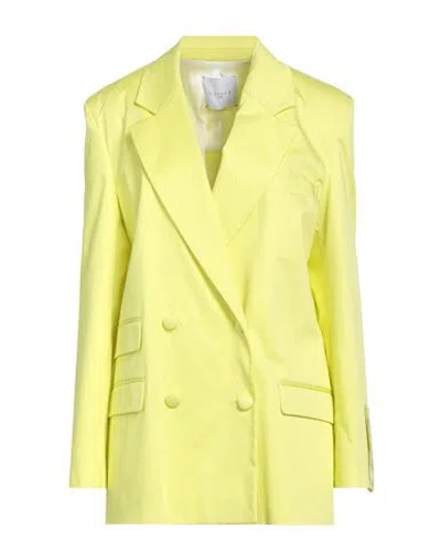 Gaelle Paris Gaëlle Paris Woman Blazer Lime Green Size 4 Cotton, Elastane