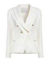 Gaelle Paris Gaëlle Paris Woman Blazer White Size 12 Viscose, Polyamide, Elastane