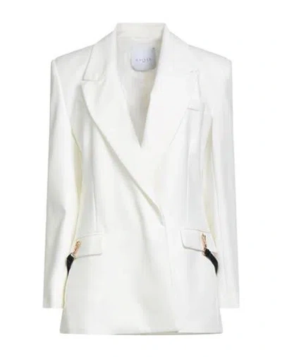 Gaelle Paris Gaëlle Paris Woman Blazer White Size 2 Cotton, Nylon, Elastane