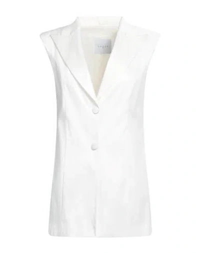 Gaelle Paris Gaëlle Paris Woman Blazer White Size 4 Cotton, Viscose, Elastane