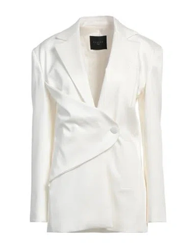Gaelle Paris Gaëlle Paris Woman Blazer White Size 4 Cotton, Viscose, Elastane