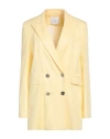 Gaelle Paris Gaëlle Paris Woman Blazer Yellow Size 6 Cotton, Viscose, Elastane In Yellow