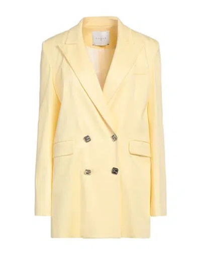 Gaelle Paris Gaëlle Paris Woman Blazer Yellow Size 6 Cotton, Viscose, Elastane